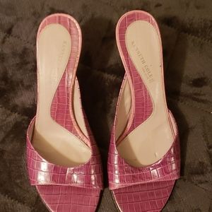 Cute Kenneth Cole Mauve Leather Wedge Mule